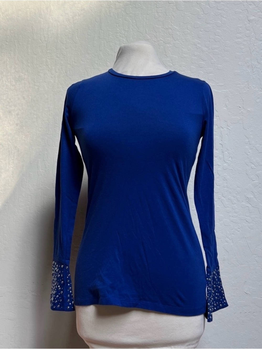 MICHAEL Michael Kors Royal Blue Long Sleeve Top with Embellished Cuffs